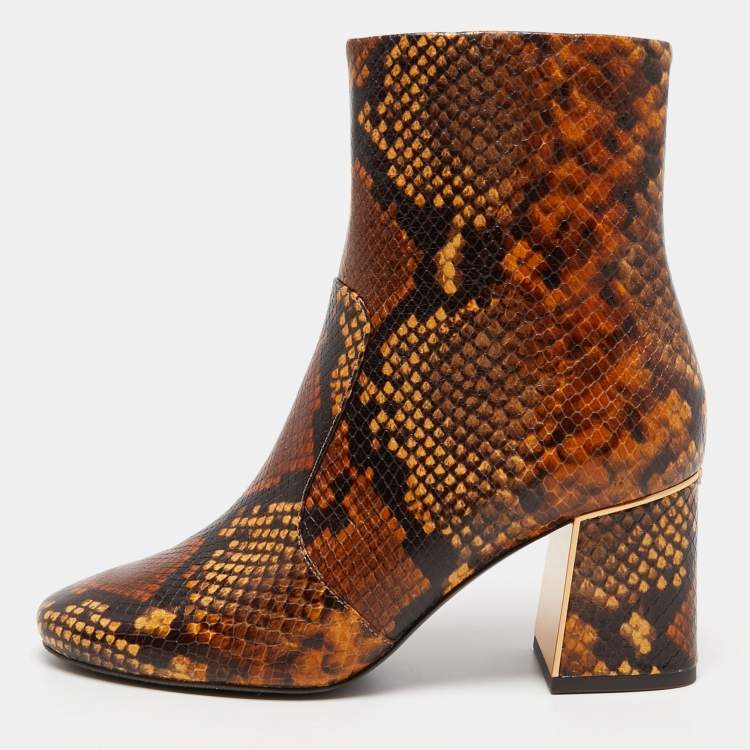 Tory Burch Brown Python Embossed Leather Gigi Ankle Boots Size 37 Tory Burch  | TLC