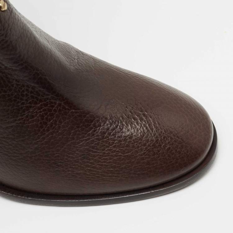 Pre Owned Tory Burch Dark Brown Leather Knee Length Boots Size 39.5