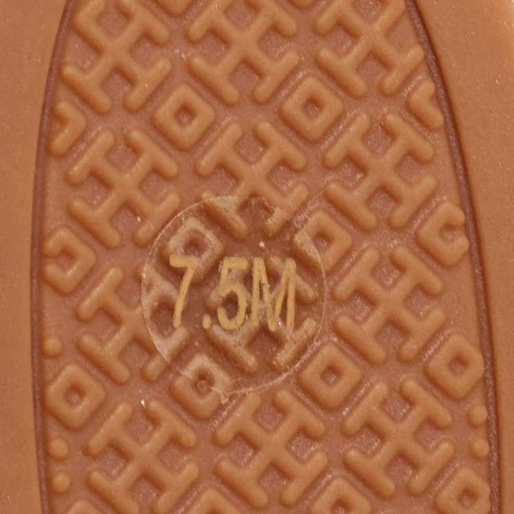 Pre Owned Tory Burch Gold Foil Leather Minnie Travel Scrunch Ballet Flats Size 37.5