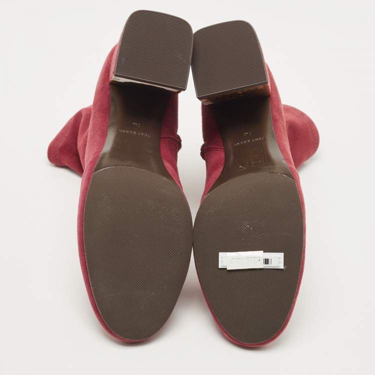 مملوكة مسبقًا Tory Burch Burgundy Suede Ankle Boots Size 37