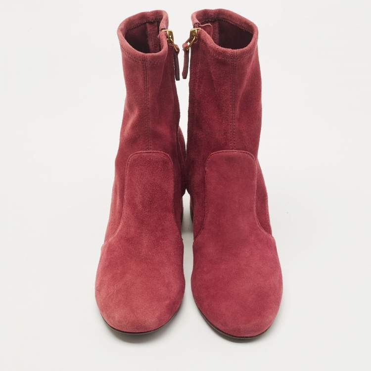 مملوكة مسبقًا Tory Burch Burgundy Suede Ankle Boots Size 37