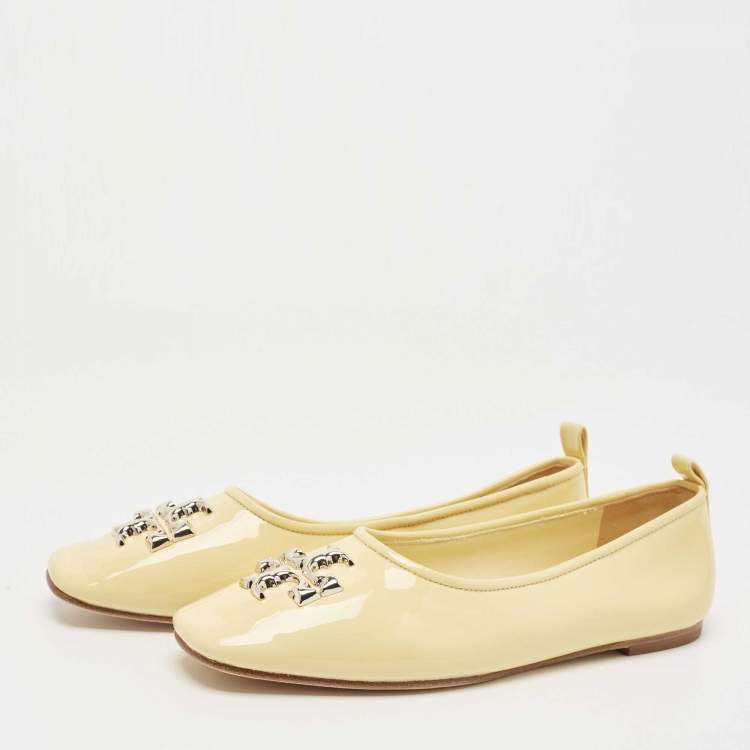 Pre Owned Tory Burch Yellow Patent Leather Eleanor Ballet Flats Size 39