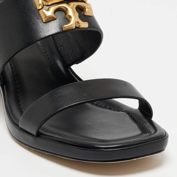 Pre Owned Tory Burch Black Leather Eleanor Slingback Sandals Size 39