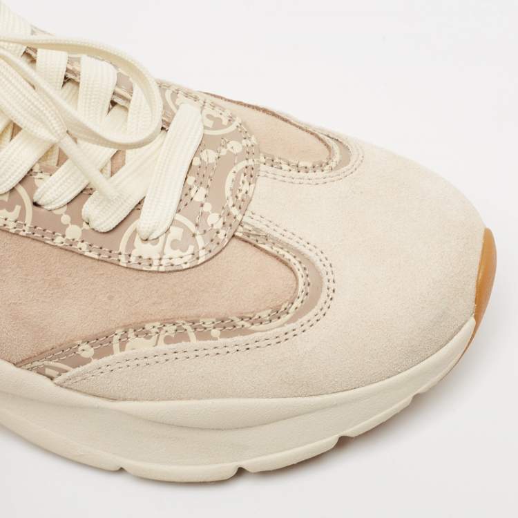 Pre Owned Tory Burch Beige Suede Good Luck Low Top Sneakers Size 37.5