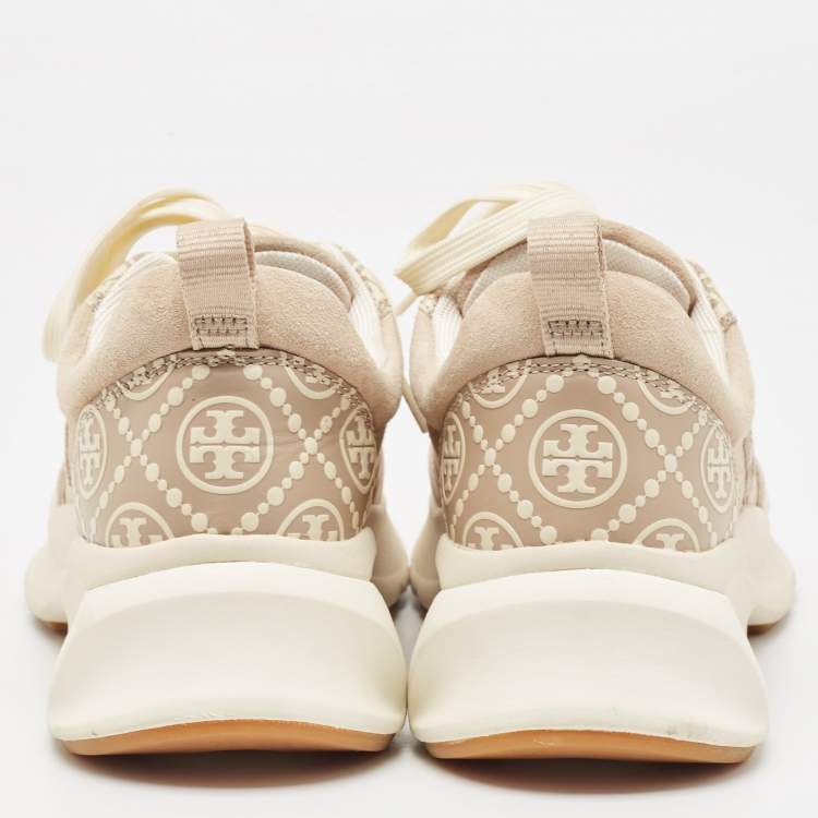 Pre Owned Tory Burch Beige Suede Good Luck Low Top Sneakers Size 37.5