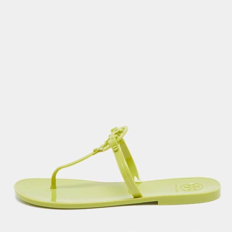 Green tory burch sandals best sale