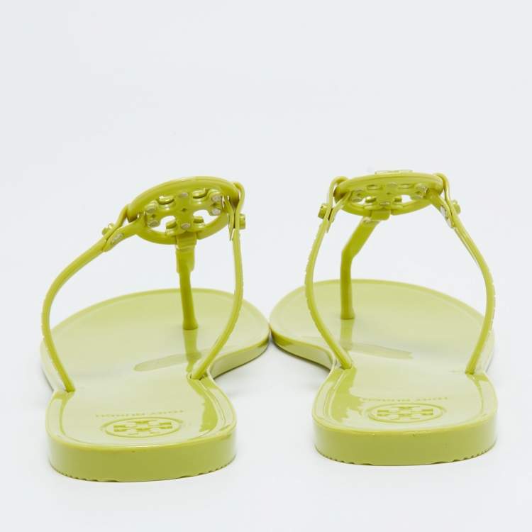 Pre Owned Tory Burch Green Rubber Miller Flat Thong Sandals Size 37.5