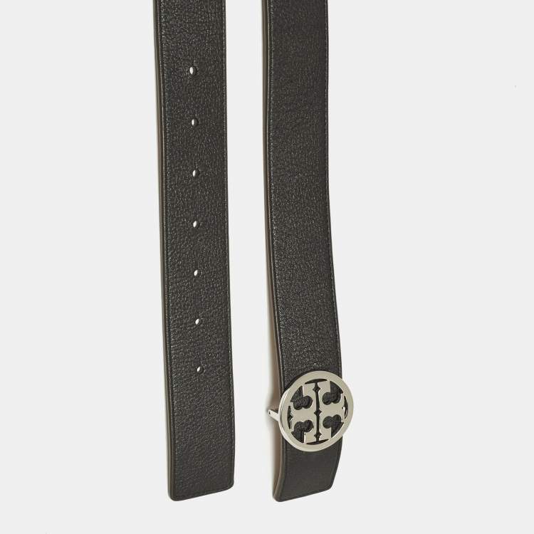 Pre Owned حزام إبزيم عكسي كبير - إل من توري برش ميلر جلد أسود/بني