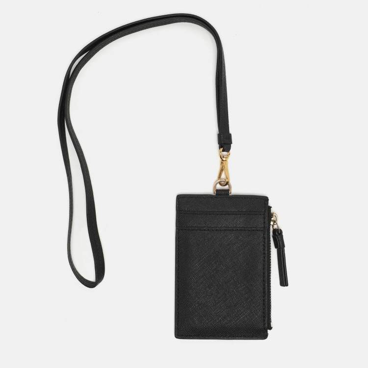 Pre Owned Tory Burch Robinson Black Leather Lanyard
