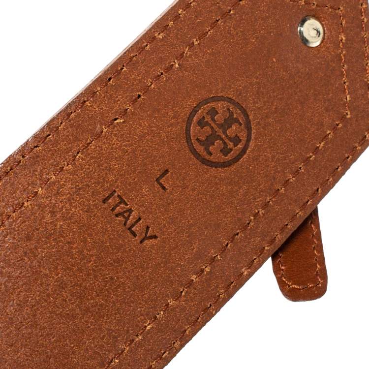Pre Owned Tory Burch Brown Leather And Elastic Band Waist Belt L