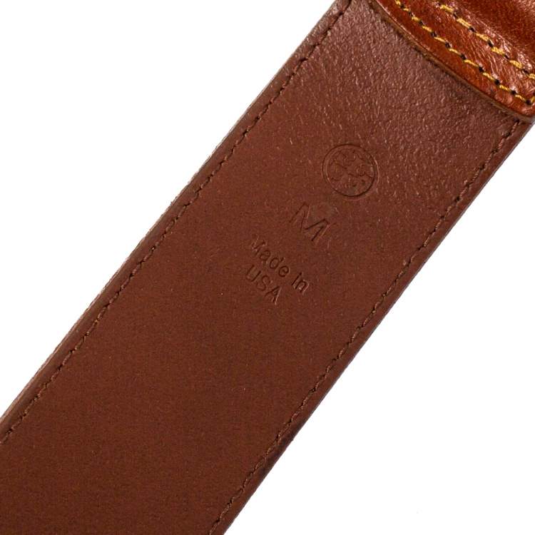 Pre Owned Tory Burch Tan Leather Logo Belt 95CM