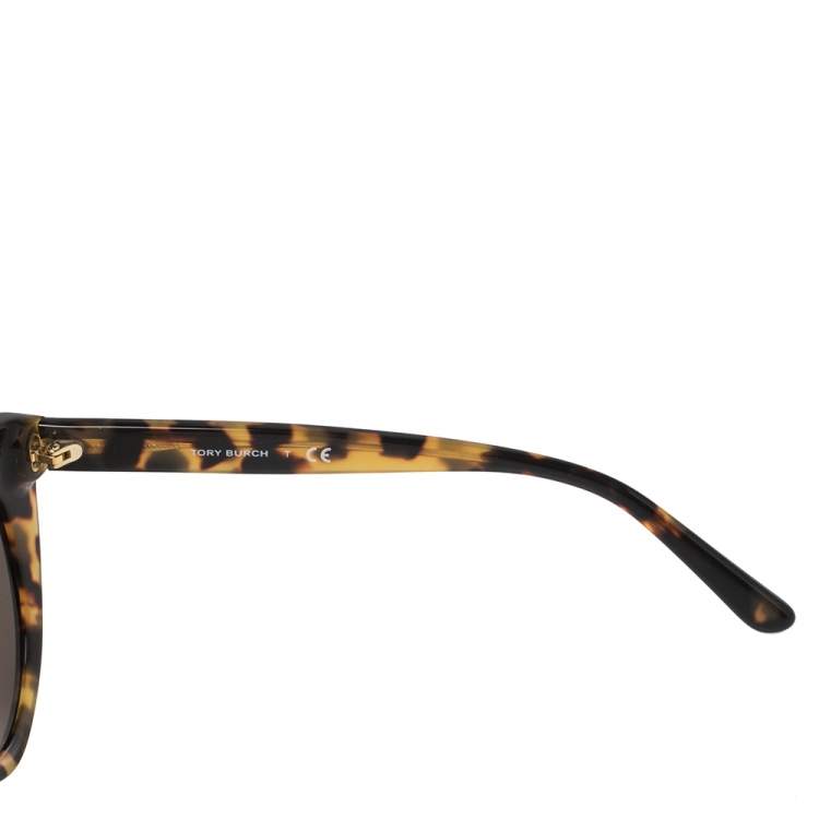 Pre Owned Tory Burch Brown Animal Print Acetate Mirror TY7115 Sunglasses