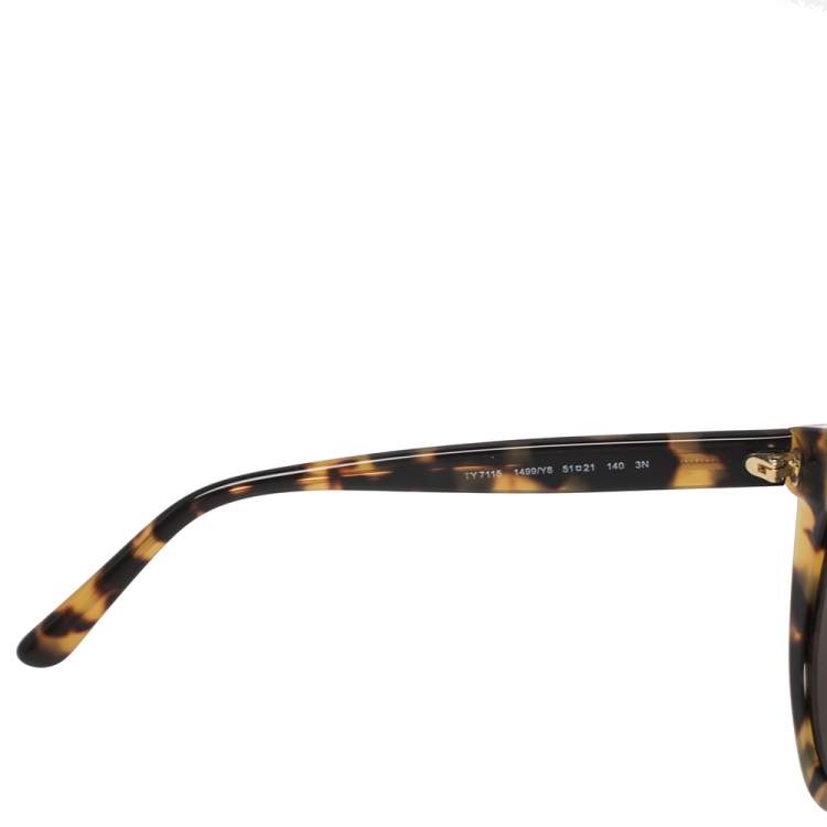 Pre Owned Tory Burch Brown Animal Print Acetate Mirror TY7115 Sunglasses