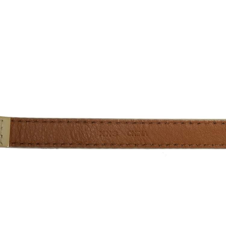 Pre Owned Tory Burch Cream Patent Leather Elephant Kissing Belt
