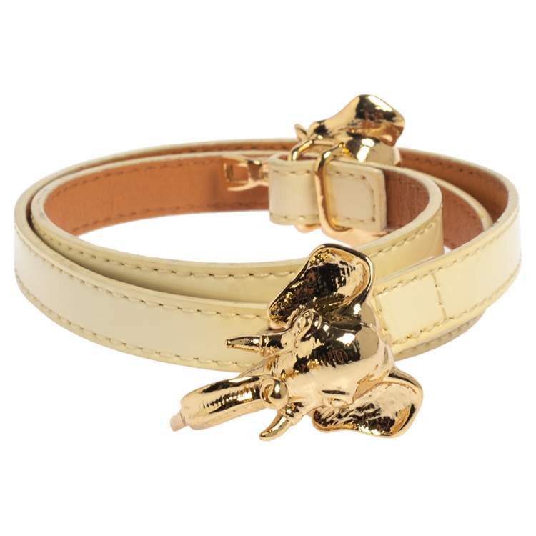 Pre Owned Tory Burch Cream Patent Leather Elephant Kissing Belt
