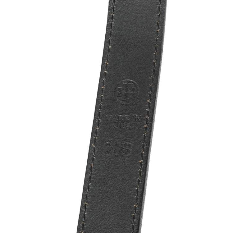Pre Owned Tory Burch Black Patent Leather Reva Buckle Belt 80CM