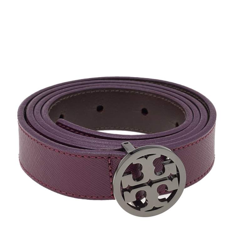 Tory Burch Purple Leather Reva Slim Medium Cut to Size Belt Tory Burch | TLC