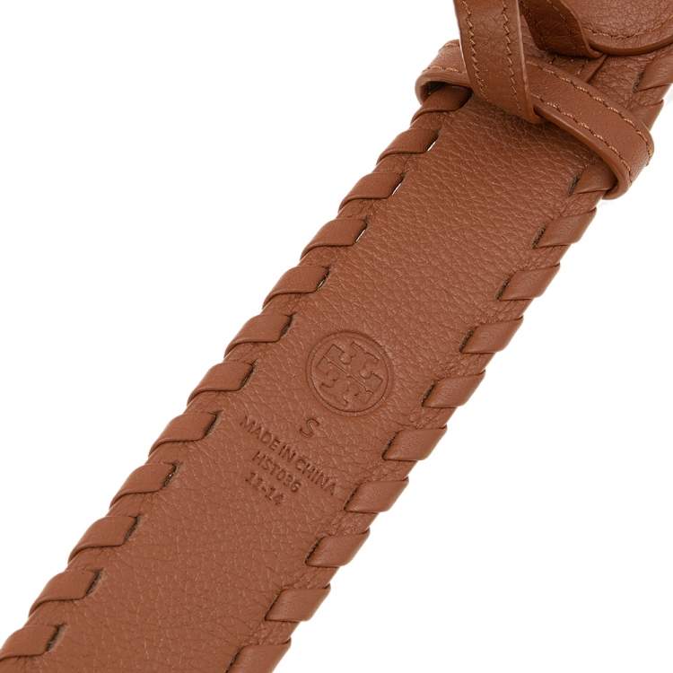 Pre Owned Tory Burch Tan Leather Robinson Small Cut to Size Belt