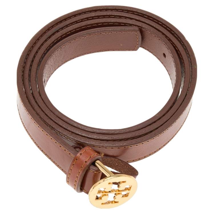 Pre Owned Tory Burch Brown Leather Waist Belt 90CM