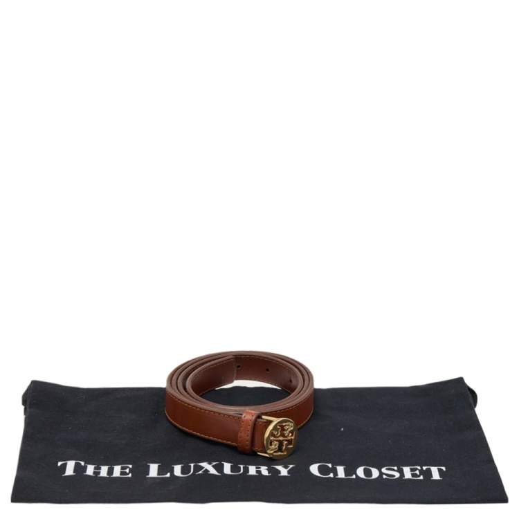 Pre Owned Tory Burch Brown Leather Waist Belt 90CM
