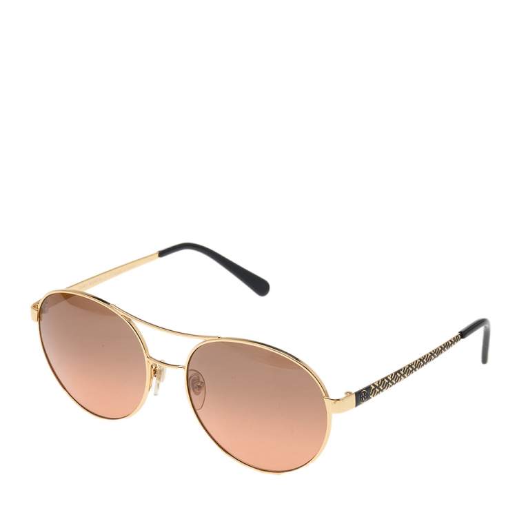 Pre Owned Tory Burch Black/Brown Gradient TY 6037 Aviator Sunglasses