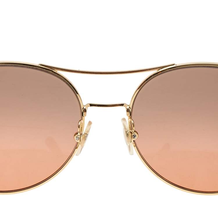 Pre Owned Tory Burch Black/Brown Gradient TY 6037 Aviator Sunglasses