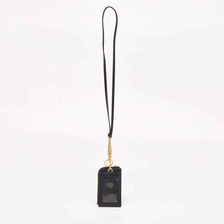 Pre Owned Tory Burch Black Leather Robinson Lanyard