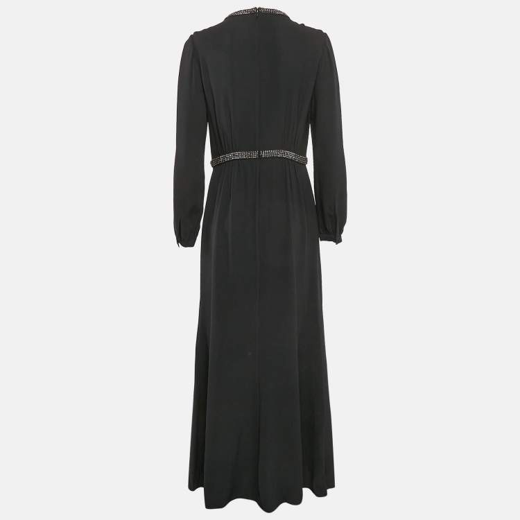 Pre Owned Tory Burch Black Studded Silk Maxi Dress M