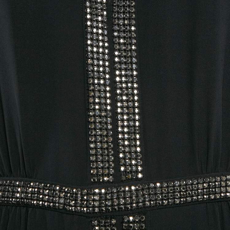 Pre Owned Tory Burch Black Studded Silk Maxi Dress M