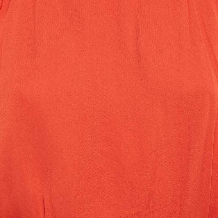Pre Owned Tory Burch Orange Chiffon Strap Tie-Up Detail Evaline Maxi Dress M