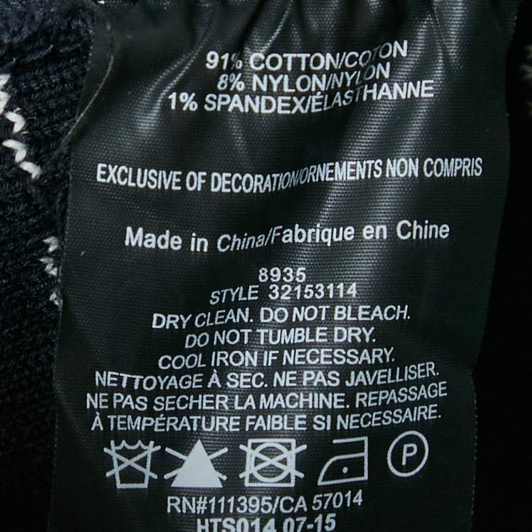 Pre Owned Tory Burch Navy Blue Dotted Stretch Knit Zip-up Jacket XS