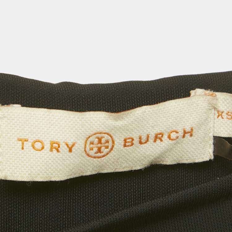 مملوكة مسبقًا فستان توري برش جيرسيه أسود كم طويل قصير مقاس صغير جداً