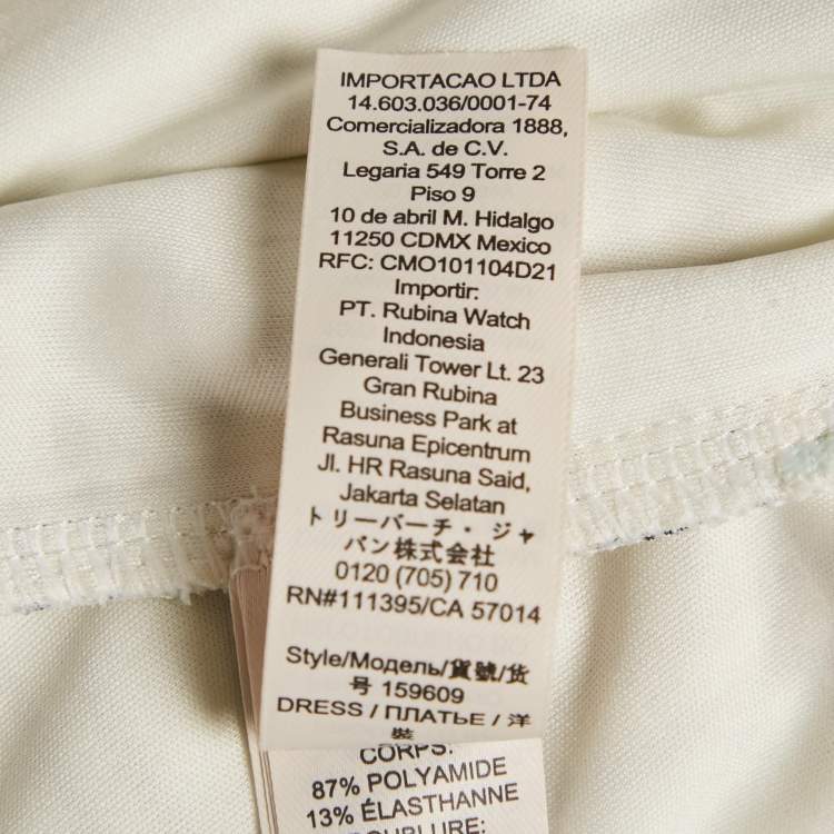 Pre Owned Tory Burch White Printed Jersey Collar Midi Dress S