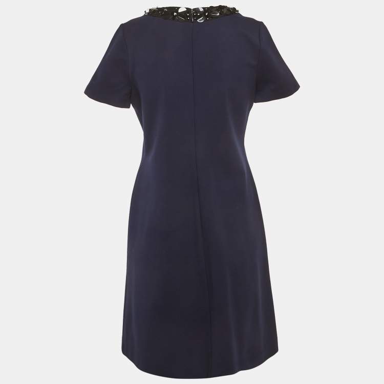 Pre Owned Tory Burch Navy Blue Sequin Detail Jersey Mini Dress S