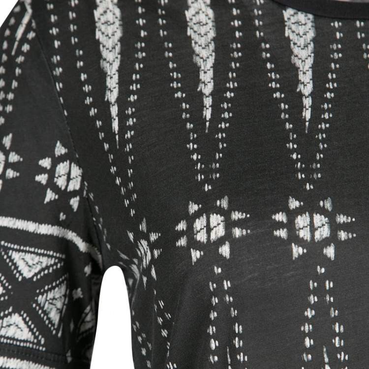 Pre Owned Tory Burch Monochrome Printed Pima Cotton T-Shirt XS