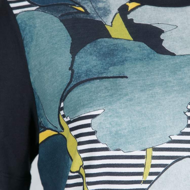 Pre Owned Tory Burch Navy Blue Cathy Print Striped Pima Cotton T- Shirt S