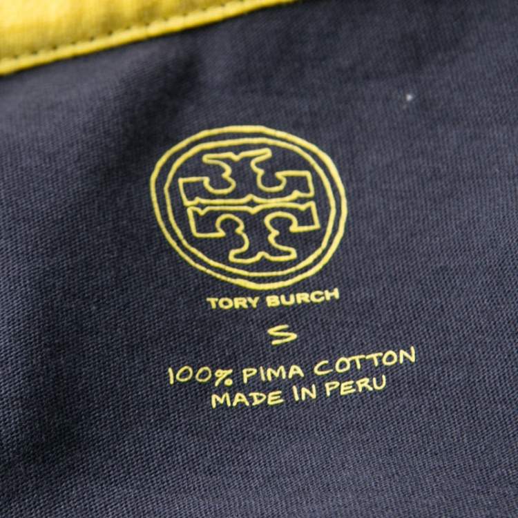 Pre Owned Tory Burch Navy Blue Cathy Print Striped Pima Cotton T- Shirt S