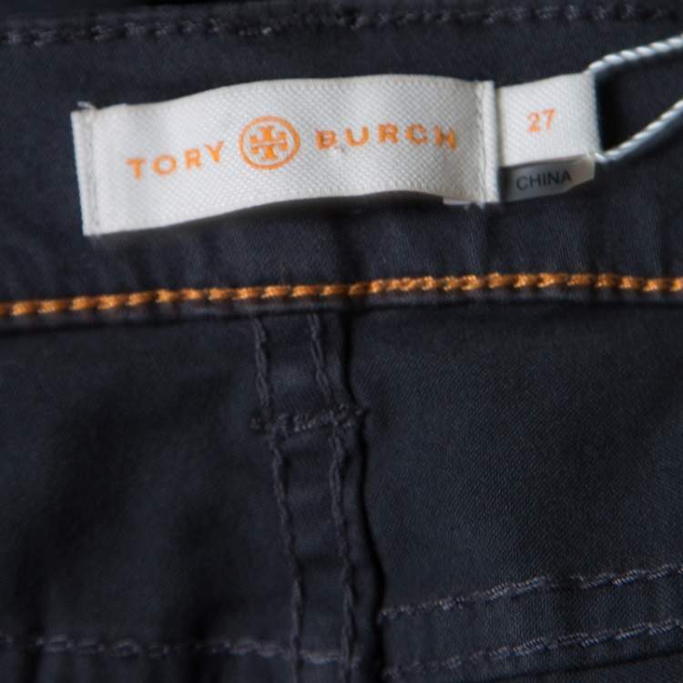 Pre Owned Tory Burch Grey Sabrina Flare Stretch Phantom Pants M