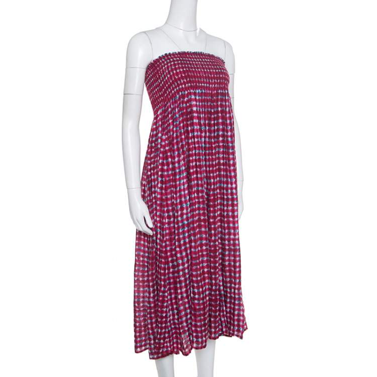 Tory Burch Pink Sonda Printed Smocked Bodice Maxi Dress S Tory Burch | TLC