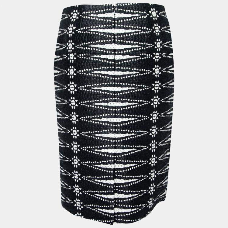 Tory Burch Monochrome Patterned Tweed Savora Pencil Skirt S Tory Burch | TLC