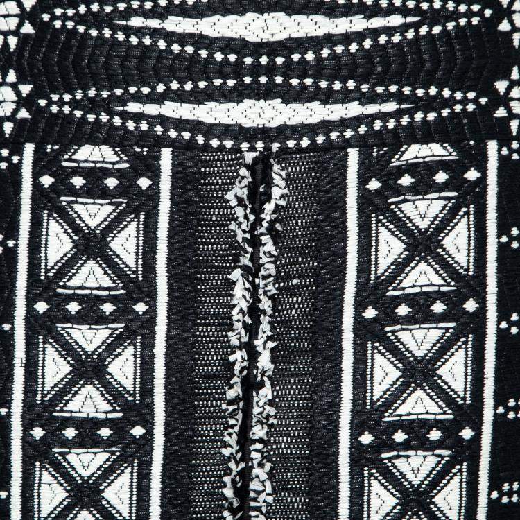Pre Owned Tory Burch Monochrome Patterned Tweed Savora Pencil Skirt S