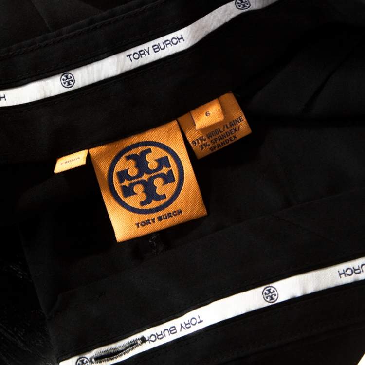 Pre Owned Tory Burch Black Wool Wide Leg Trousers M