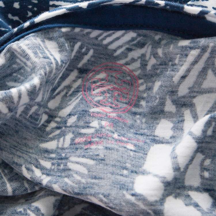 Pre Owned Tory Burch Baltic Sea Blue Dreamcatcher Print Pima Cotton T-Shirt M