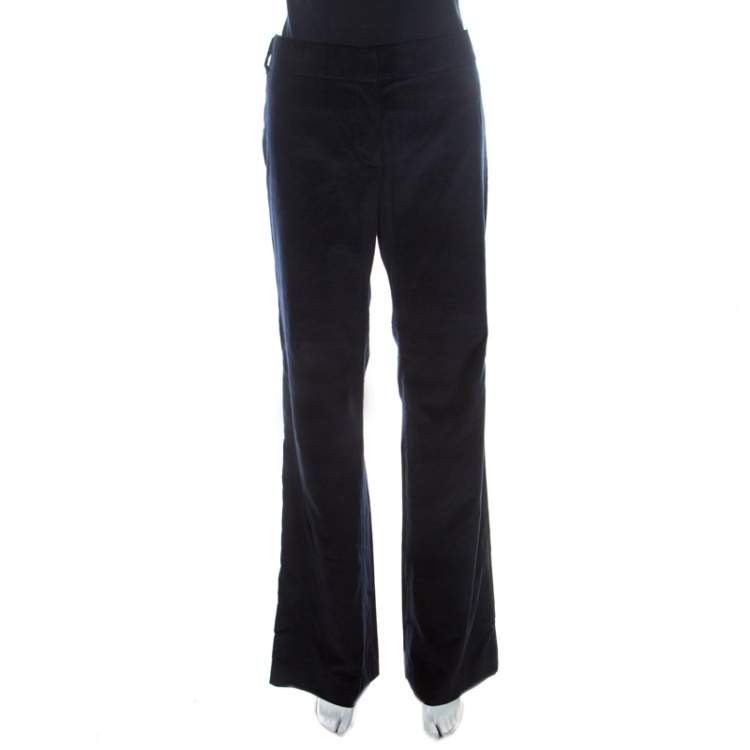 Tory Burch Navy Blue & Black Velvet & Silk Detail Flared Hagette Pants L Tory  Burch | TLC