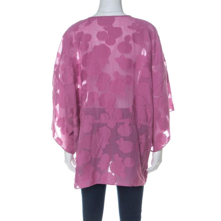 Pre Owned Tory Burch Purple Cotton Silk Fil Coupe Tunic Top XL