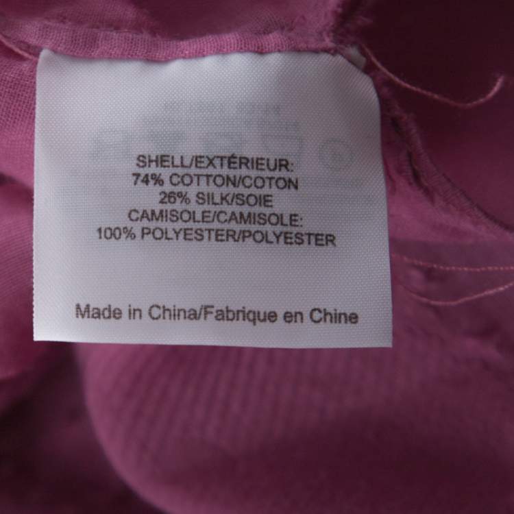 Pre Owned Tory Burch Purple Cotton Silk Fil Coupe Tunic Top XL