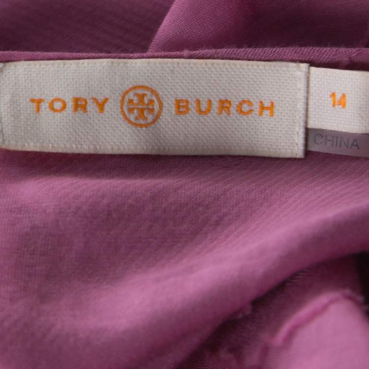 Pre Owned Tory Burch Purple Cotton Silk Fil Coupe Tunic Top XL