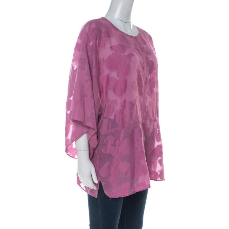 Pre Owned Tory Burch Purple Cotton Silk Fil Coupe Tunic Top XL
