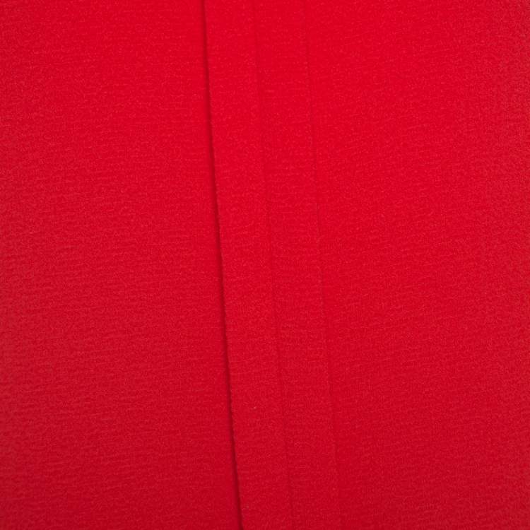 Pre Owned Tory Burch Red Textured Crepe Keyhole Detail Top S