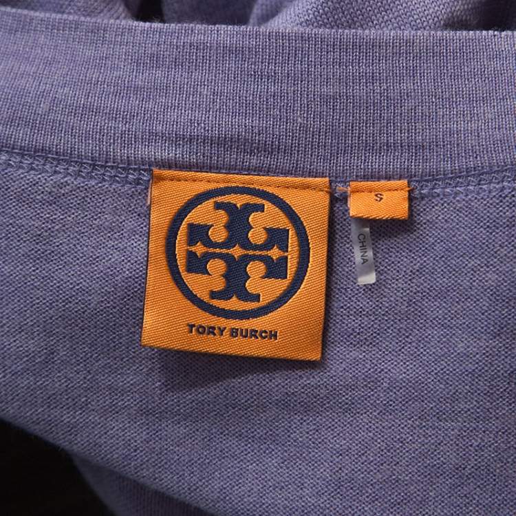 Pre Owned Tory Burch Lavender Purple Merino Wool Buttoned Cardigan S